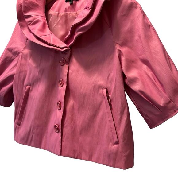 Samuel Dong Pink Glam Party Ruffle 3/4 Sleeve Cropped light Jacket Small preppy - Picture 2 of 6
